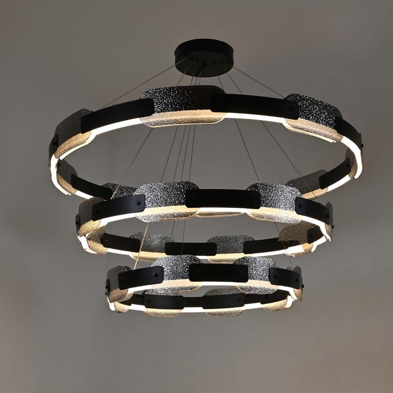 Candil colgante led 3 aros con cristal TK25