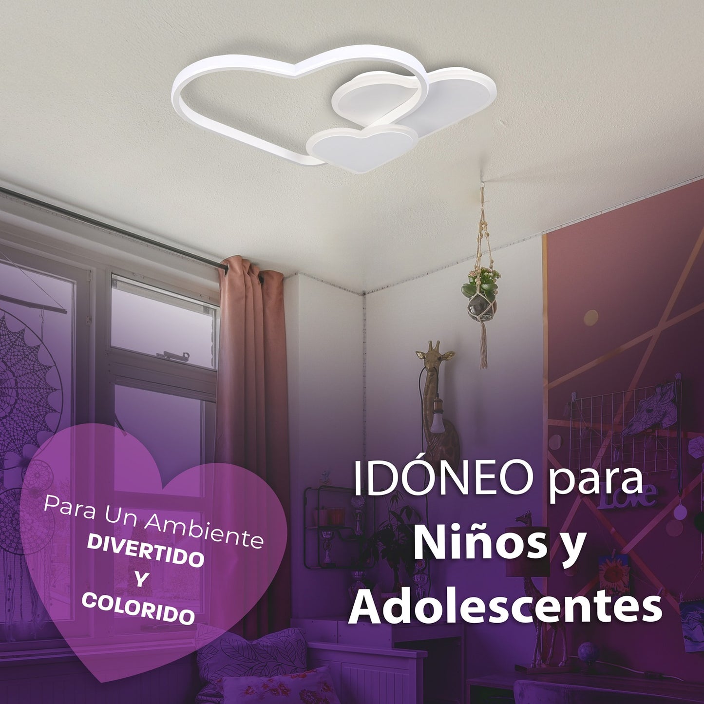 Lámpara de Techo infantil Corazones TK58